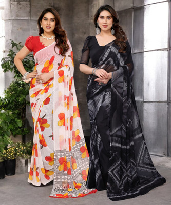 Moda Rapido Printed Bollywood Georgette Saree(Pack of 2, Multicolor)