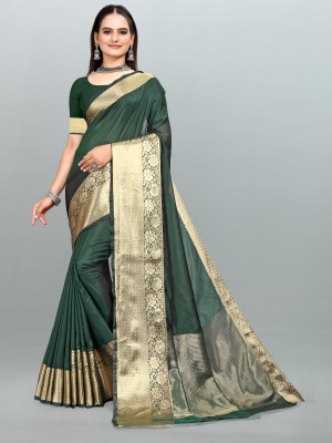 Om Shantam sarees Striped, Self Design Kanjivaram Organza, Pure Silk Saree(Black)