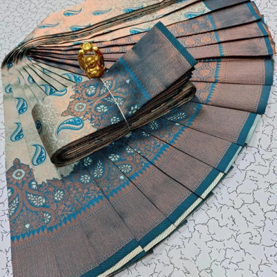 AVANTIKA FASHION Woven Kanjivaram Pure Silk, Art Silk Saree(Light Blue)