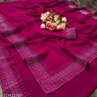 YP CREATION Self Design Banarasi Georgette Saree(Pink)
