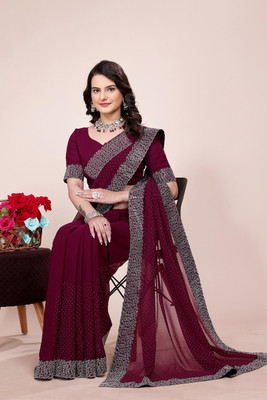SAADHYA CREATION Embroidered Bollywood Georgette Saree(Purple)