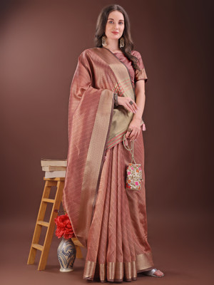 Tasrika Woven Banarasi Organza Saree(Orange)