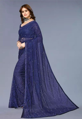NEXA Embroidered Bollywood Net Saree(Blue)