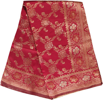 Amolika Floral Print, Self Design Banarasi Pure Silk Saree(Red)