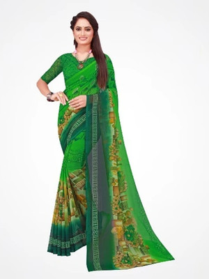Suali Printed Bollywood Georgette Saree(Green)