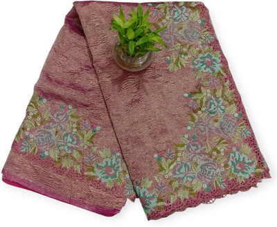 Bgcs Floral Print Banarasi Tissue Saree(Pink)