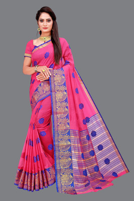 Shaibo saree Self Design Maheshwari Cotton Silk Saree(Pink)