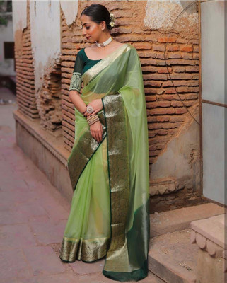 PHEASANT Woven Bollywood Organza Saree(Multicolor)