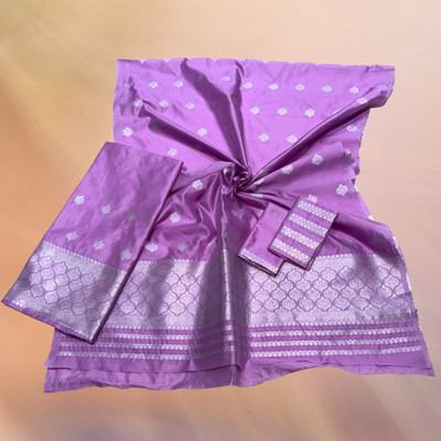 KHATI AXOMIYA Printed Mekhela Chador Polyester Saree(Purple)