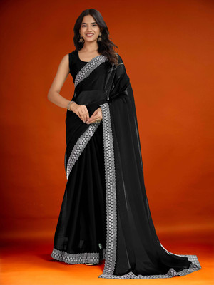 SHELDROM MART Self Design Bollywood Jimmy choo Saree(Black)