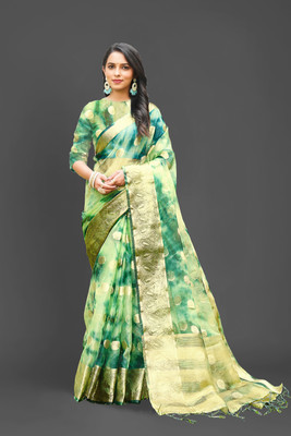 Aarunika SST Solid/Plain Bollywood Organza Saree(Light Green)