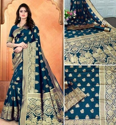 PRO TEXOFAB Self Design Kanjivaram Art Silk Saree(Light Blue)