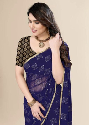 TOXEGO Self Design Daily Wear Chiffon Saree(Dark Blue)