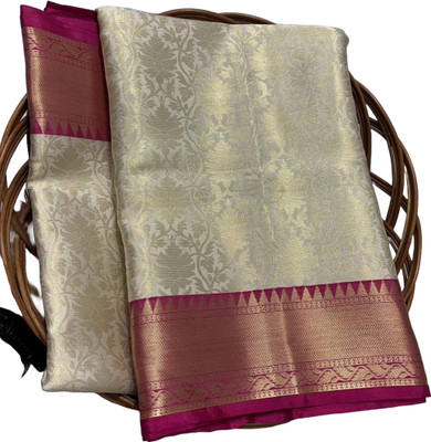 Haniya creation Woven Banarasi Art Silk Saree(Cream)
