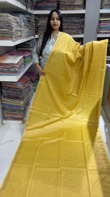 MOHEY DESI Woven Saree with Attached Blouse Silk Blend Saree(Yellow)