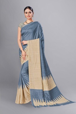 Novus Knitting Printed Daily Wear Art Silk Saree(Grey)