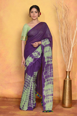 Very Much Indian Dyed Handloom Pure Cotton Saree(Purple)