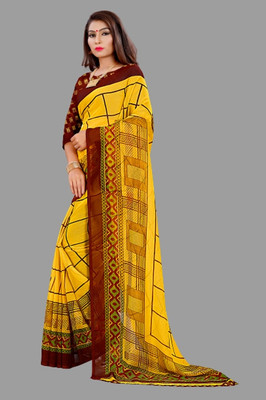 Vimalnath Synthetics Printed Mysore Georgette Saree(Yellow)