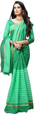 Sanwariya Silks Printed Bollywood Cotton Blend Saree(Green)