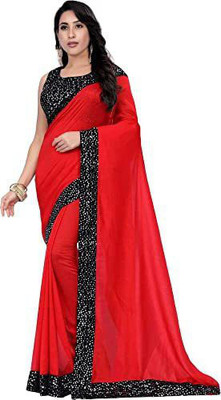 Hari Creation Embellished Bollywood Silk Blend Saree(Red)
