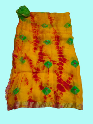 KHATRI AND SONS Digital Print Bandhani Chiffon Saree(Yellow)