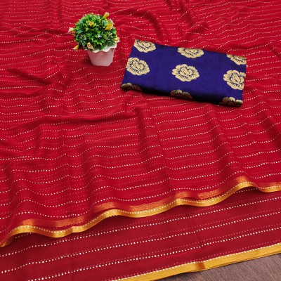 tikli Striped Bhagalpuri Chiffon Saree(Red)