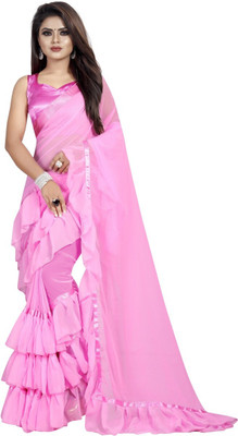 Rashiklal & Co. Solid/Plain Bollywood Georgette, Pure Silk Saree(Pink)