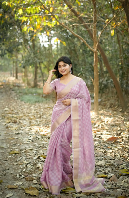 Tasrika Self Design Kanjivaram Cotton Silk Saree(Purple)