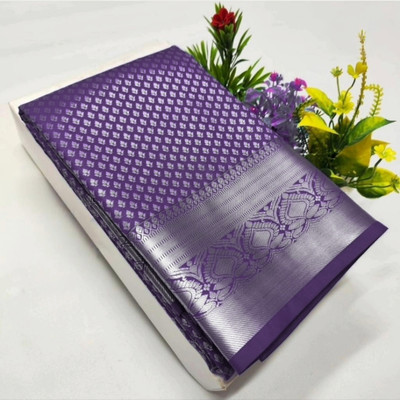 Fascino Fab Woven Kanjivaram Silk Blend Saree(Purple)