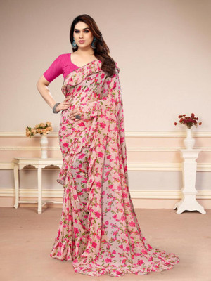 Panchvati NX Printed Bollywood Georgette Saree(Pink)