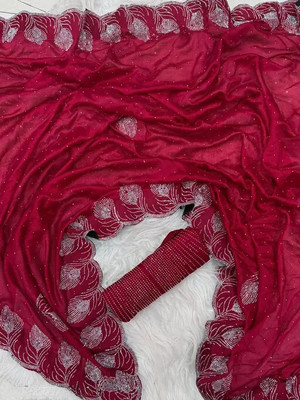 Rj Febric Embellished Bollywood Jimmy choo Saree(Maroon)