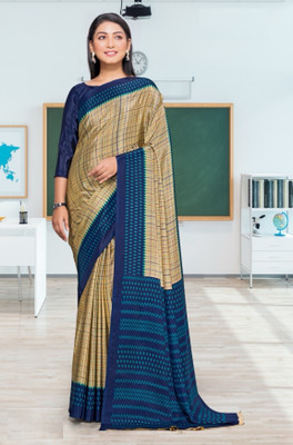 Panchvati NX Printed Bollywood Crepe Saree(Cream, Blue)