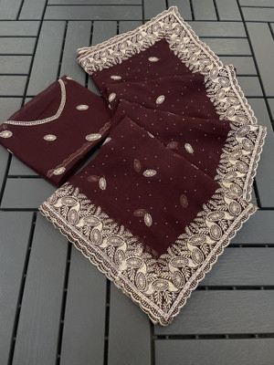 ZOYAL ENTERPRISE Embroidered Bollywood Organza Saree(Maroon)