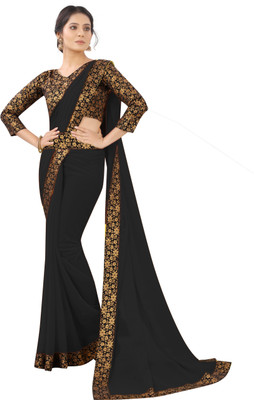 Georgette Saree Solid/Plain Bollywood Georgette Saree(Black)