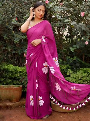 Labheshwari Printed Bollywood Cotton Linen Saree(Pink)