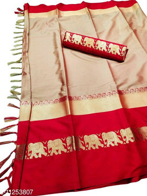 Mortal Textile Woven Handloom Cotton Silk Saree(Dark Blue)