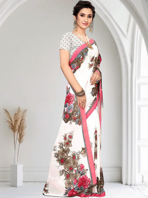 Grubstaker Printed Daily Wear Georgette Saree(Multicolor)