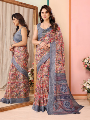 Vedant Vastram Self Design Kota Doria Cotton Blend Saree(Grey)