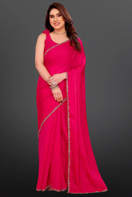 HouseOfCommon Solid/Plain Kanjivaram Art Silk, Pure Silk Saree(Pink)