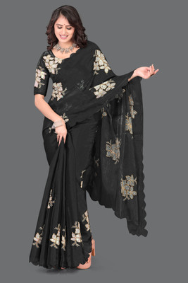 AVIRAT DESIGNER STUDIO Embroidered Bollywood Georgette Saree(Black)