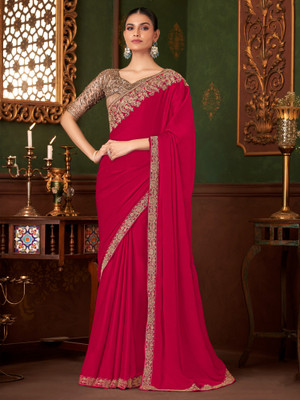 Sareemall Embellished Bollywood Chiffon Saree(Pink)