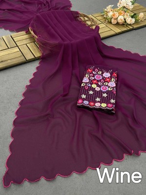 NEELMADHAV FASHION Embellished Bollywood Georgette Saree(Purple)