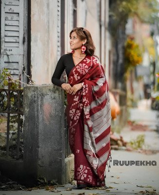 Sampa Das Solid/Plain Handloom Pure Cotton Saree(Grey)