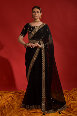Divastri Embroidered Bollywood Georgette Saree(Black)