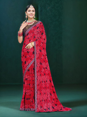 ANOUK Printed Daily Wear Georgette Saree(Red)