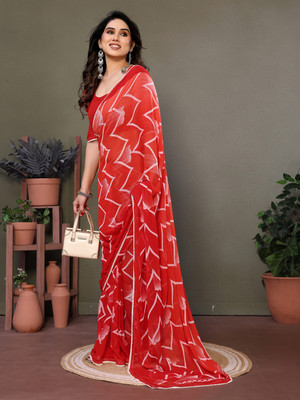 KCF Printed Bollywood Georgette Saree(Red)