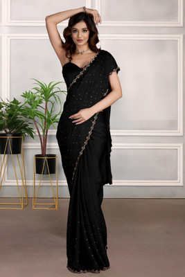 Anjani Textile Embellished Bollywood Tussar Silk Saree(Black)