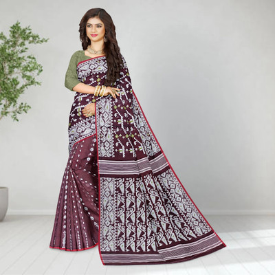 Mayabi Woven Jamdani Cotton Silk Saree(Purple)