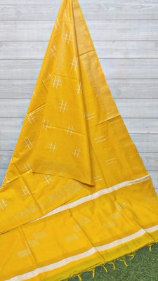 Zafreen Handloom Self Design Bhagalpuri Cotton Silk Saree(Yellow)