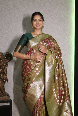 amirat Printed Banarasi Pure Silk Saree(Maroon)